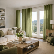 Olive Green Linen Grommet Curtain