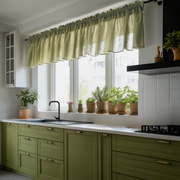 Olive Green Linen Kitchen Valance