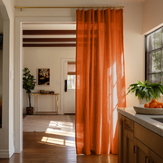 Orange Linen Doorway Curtains with Multitape