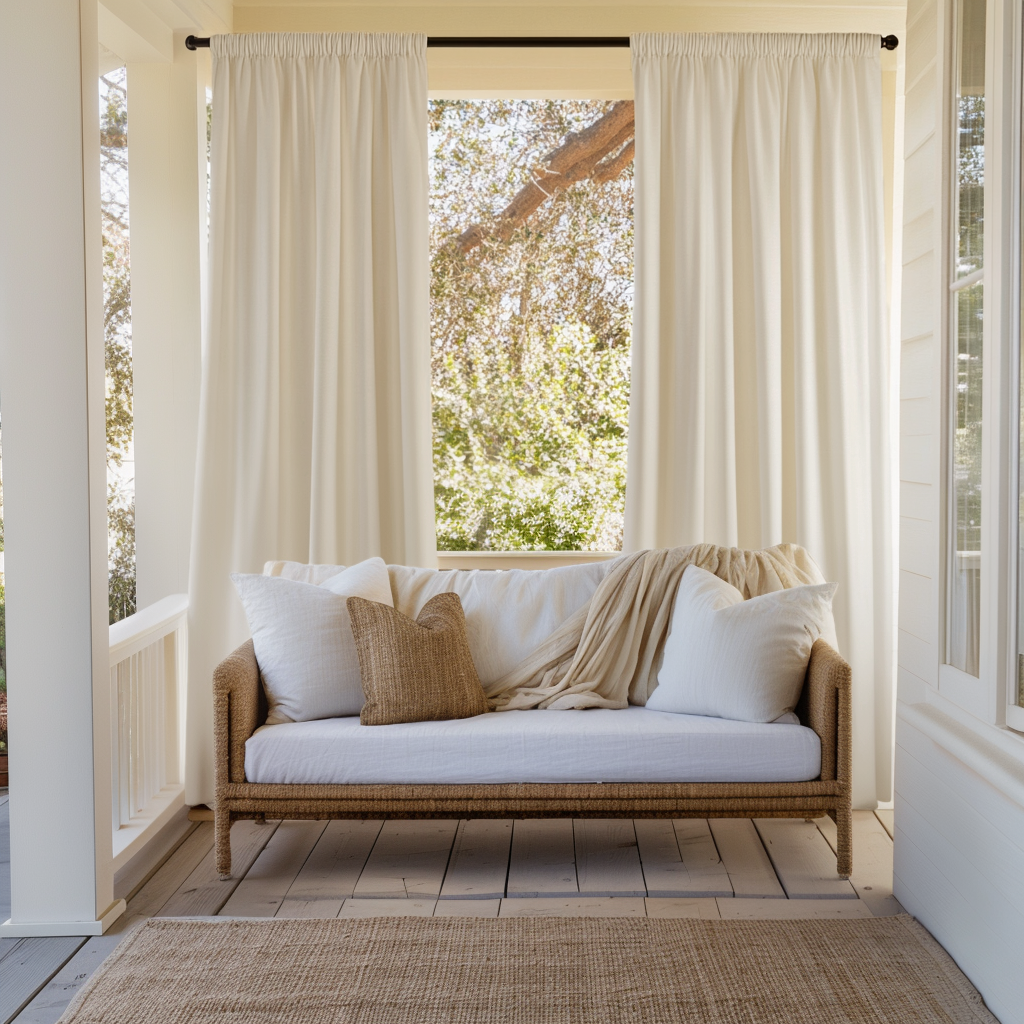 Triple-Weave Outdoor Blackout Curtains For Porch - Rod Pocket - Available in Beige, White, Rose, and Other Colors