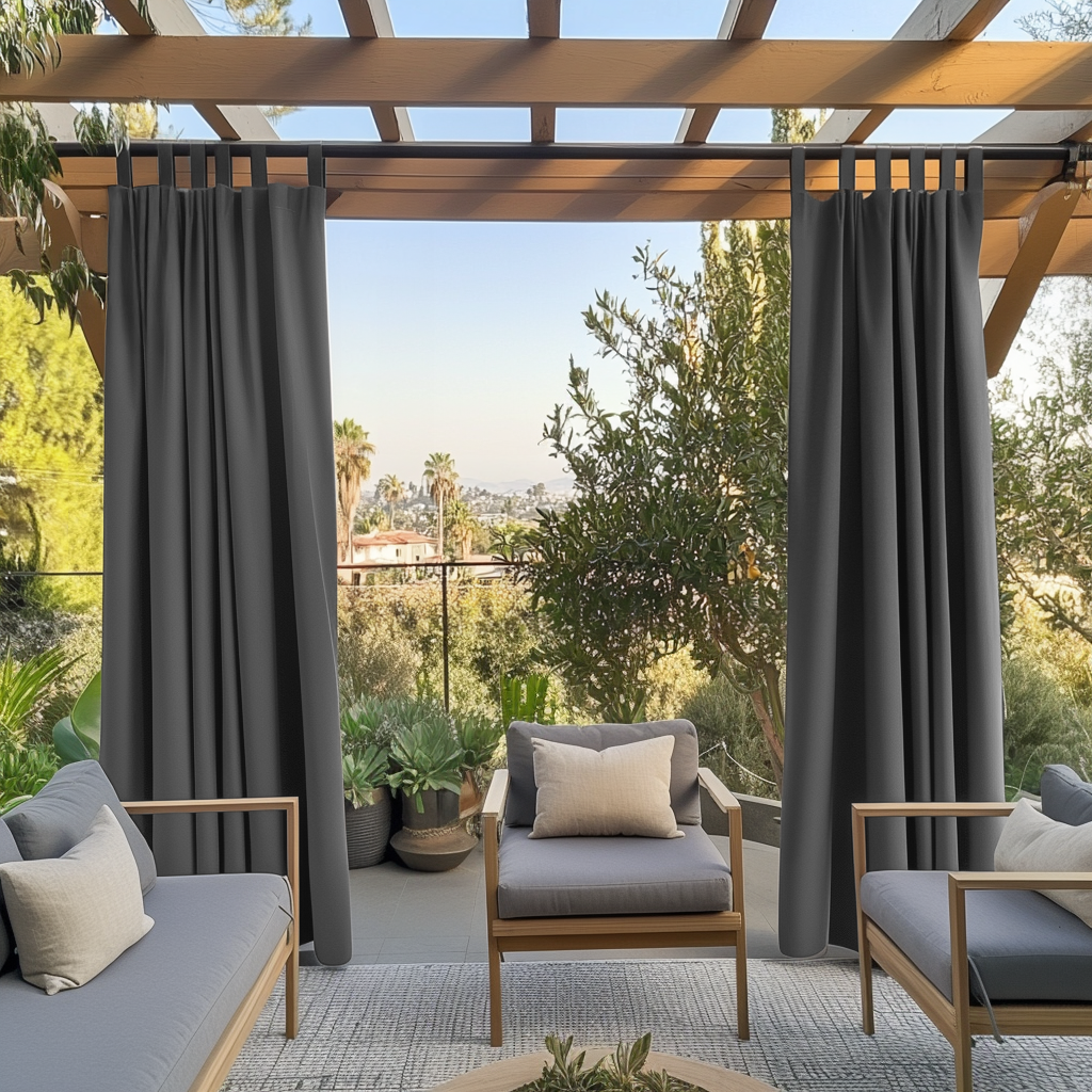 Outdoor Blackout Pergola Grey Curtains 