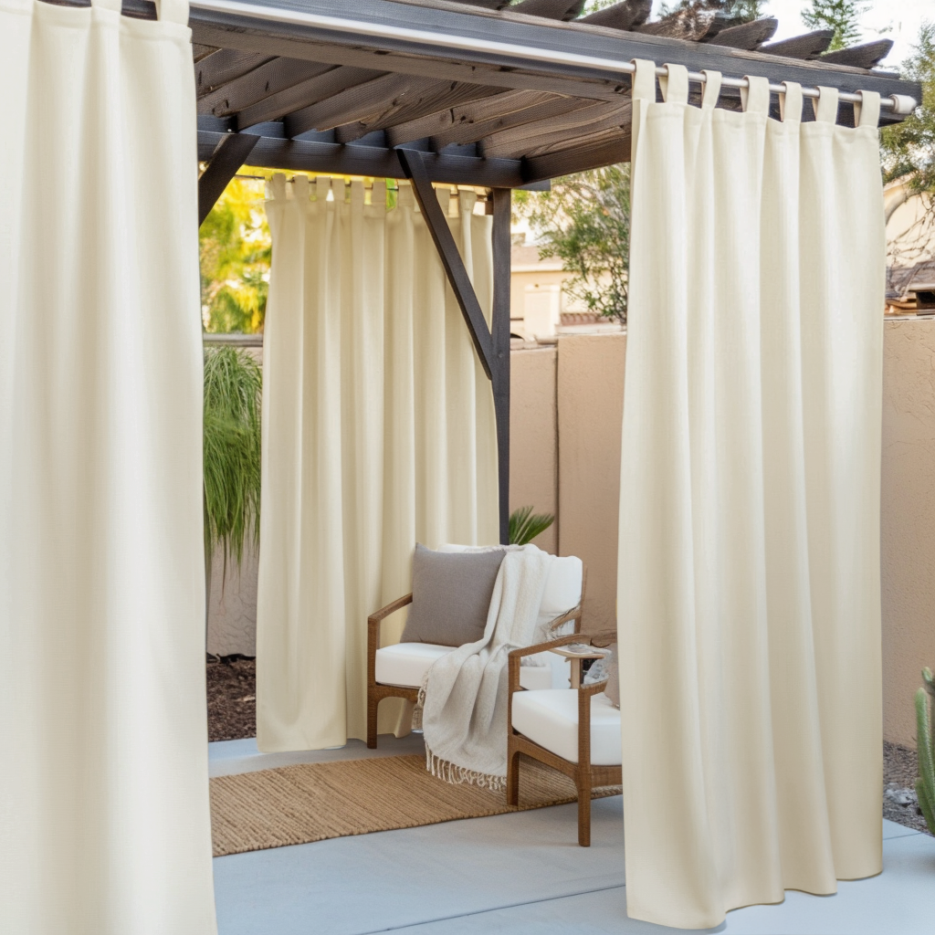 Outdoor Blackout Pergola Ivory Curtains 
