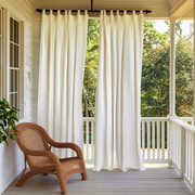 Outdoor Tab Top Linen Curtains For Porch - Off-White