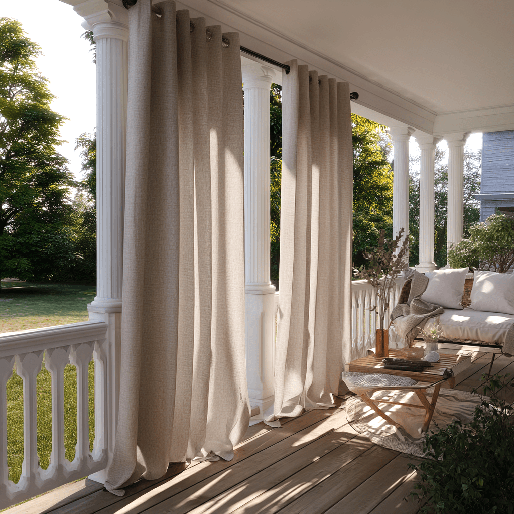 Custom Outdoor Linen Curtains - 100% Natural Drapes for Apartment Balcony, Pavilion, Pergola, Gazebo, Garden