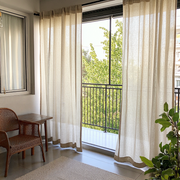 Natural Rod Pocket Linen Outdoor Balcony Curtains