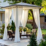 Outdoor Linen Curtains For Gazebo in Off-White Color with Metal Grommets
