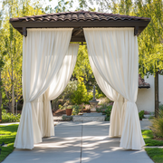 Outdoor Linen Curtains For Gazebo in Off-White Color with Rod Pocket Heading