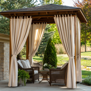 Outdoor Linen Curtains For Gazebo in Beige Natural Color with Tab Top