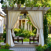 Outdoor Linen Pergola Rod Pocket Curtains - Off-White