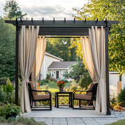 Outdoor Linen Pergola Grommet Curtains - Natural