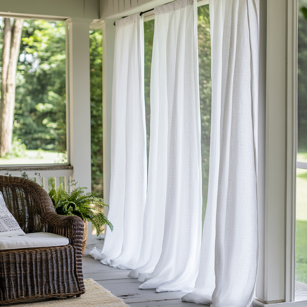 Outdoor Linen Curtains with Rod Pocket – Natural Drapes for Screened or Open Porch