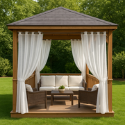 Outdoor Sheer Linen Grommet Curtains for Gazebo - Off-White