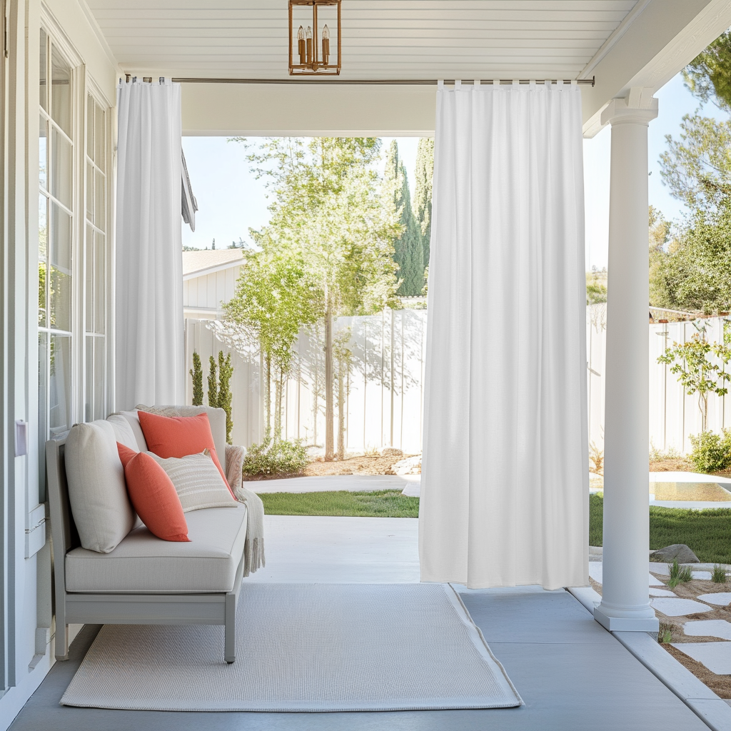 White Outdoor Tab Top Curtains For Porch 