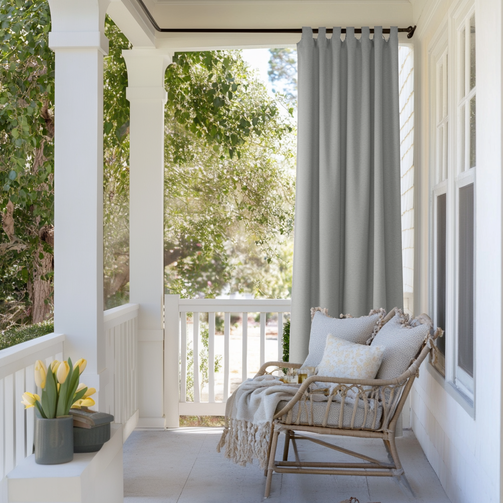 Grey Outdoor Tab Top Curtains For Porch 