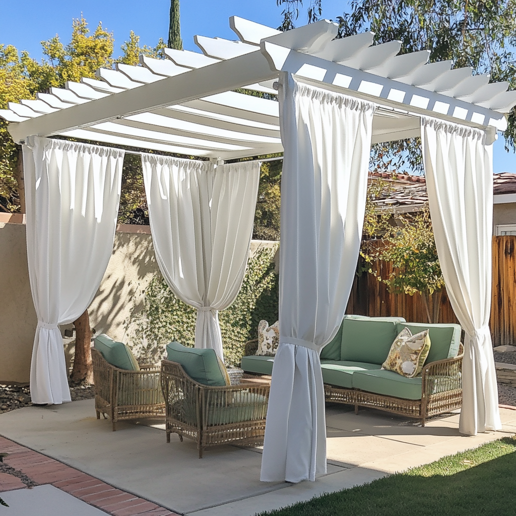 Waterproof and Windproof Outdoor Pergola Curtains - White - Rod Pocket