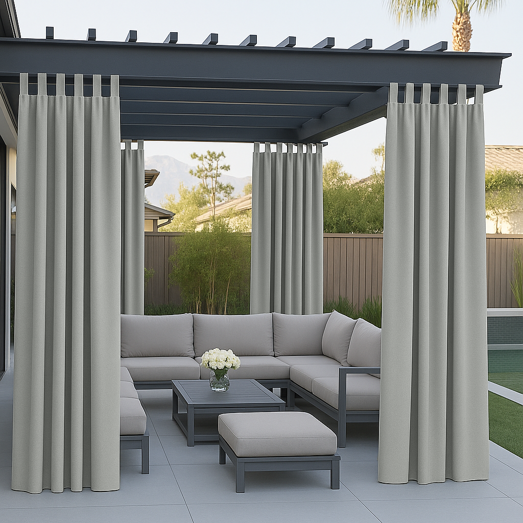 Waterproof and Windproof Outdoor Pergola Curtains - White - Grey