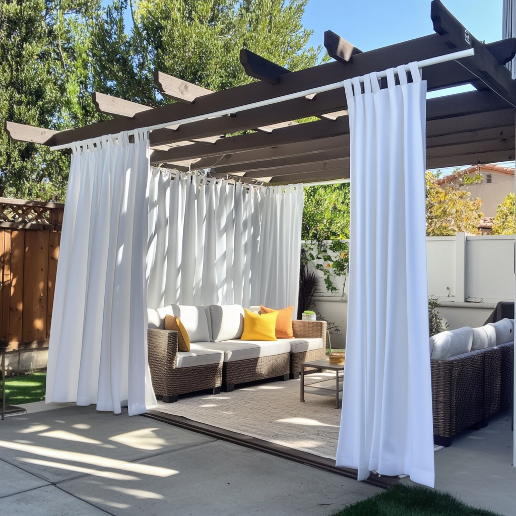 Waterproof and Windproof Outdoor Pergola Curtains - White - Tab Top