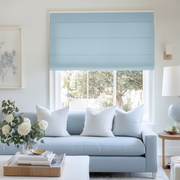 Outside Mount Sky Light Blue Roman Shades