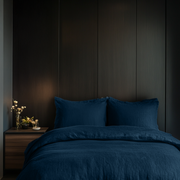 Dark Blue Linen Duvet Cover Set 