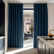 Peacock Blue Linen Doorway Curtains with Grommets