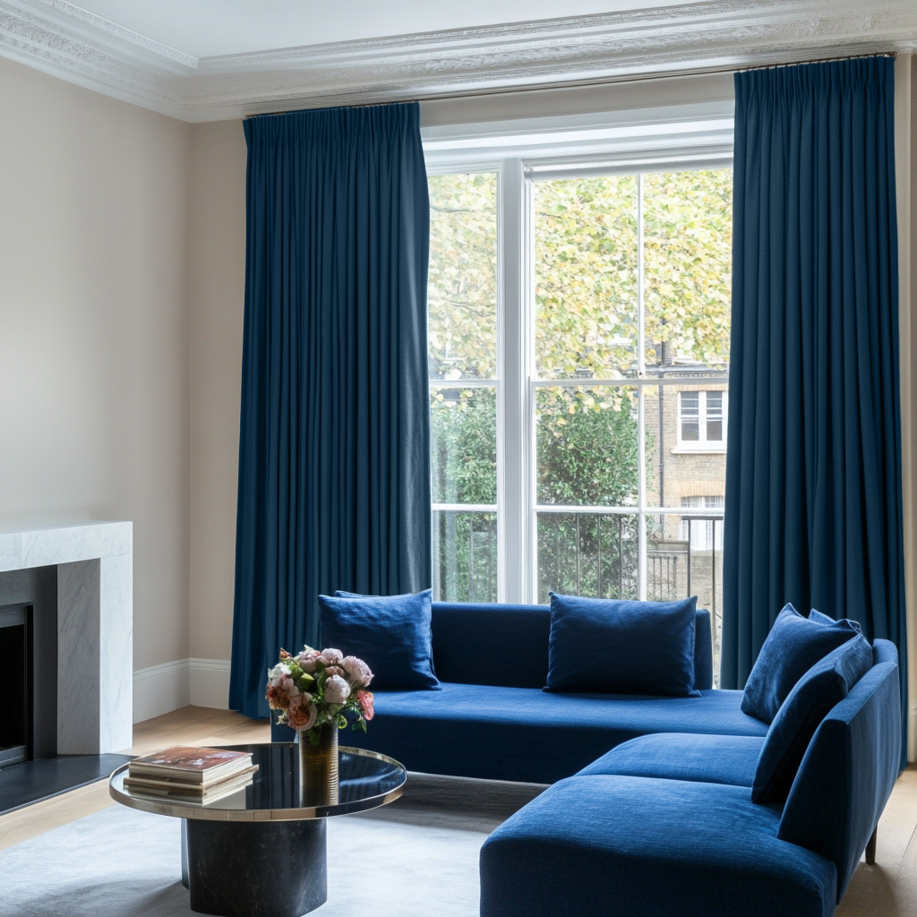 Peacock Linen Pencil Pleat Blackout Curtains