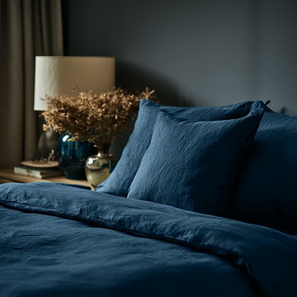 Peacock Blue Linen Duvet Cover