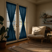 Peacock Blue Linen French Door Curtains