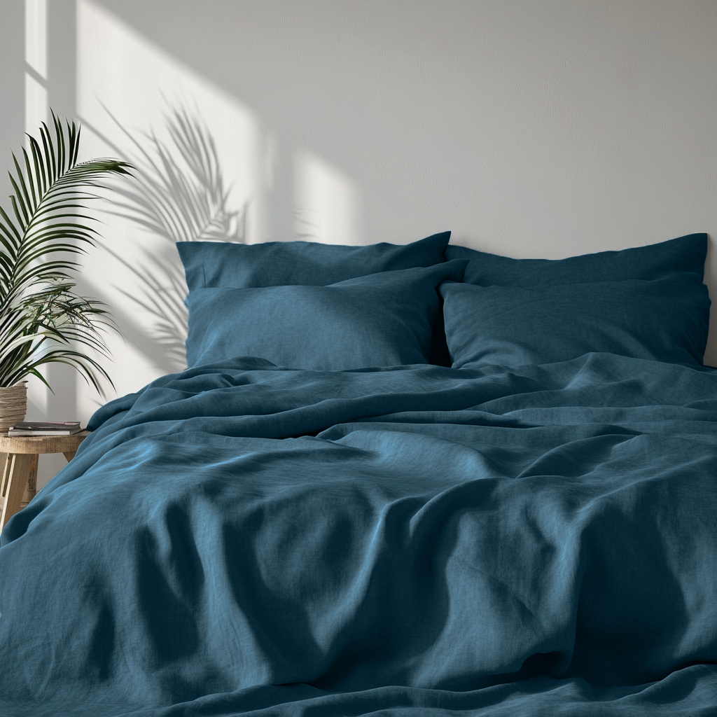 Peacock Blue Linen Top Sheet