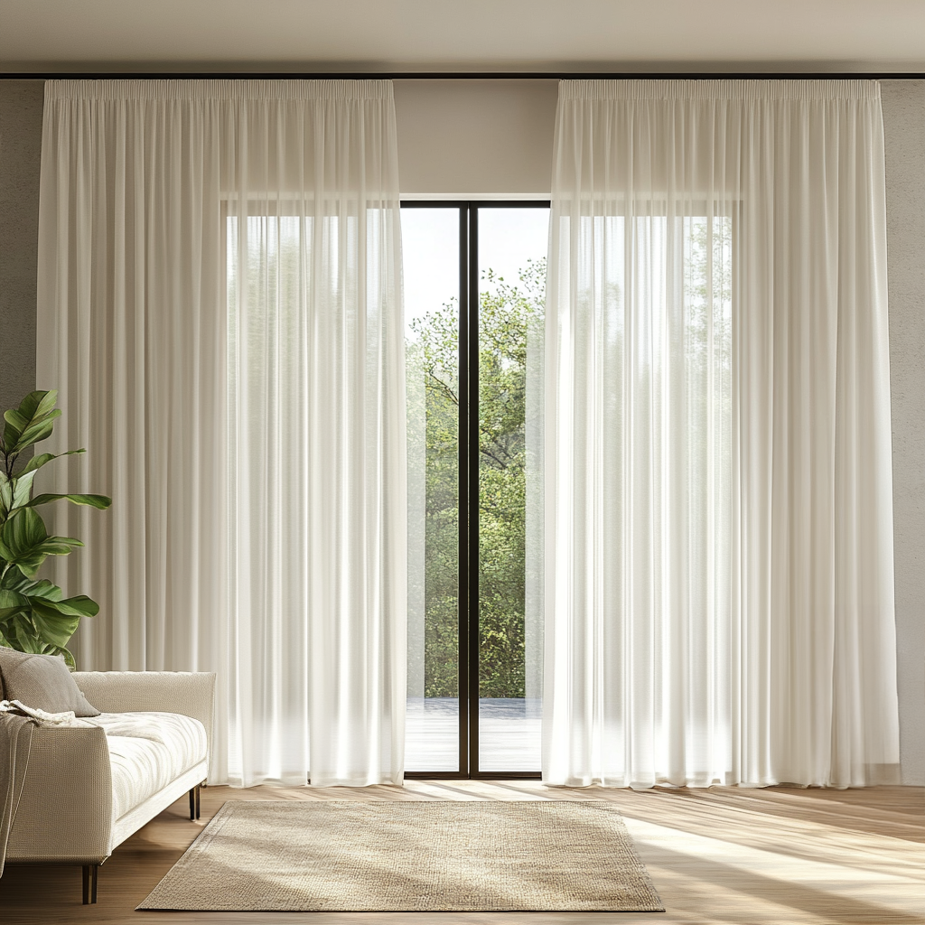 Pencil Pleat Sheer Curtains - Off-White