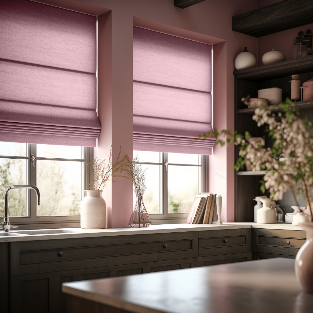 Dosty Rose Cotton Lined Roman Shades