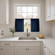 Royal Blue Linen Kitchen Curtains