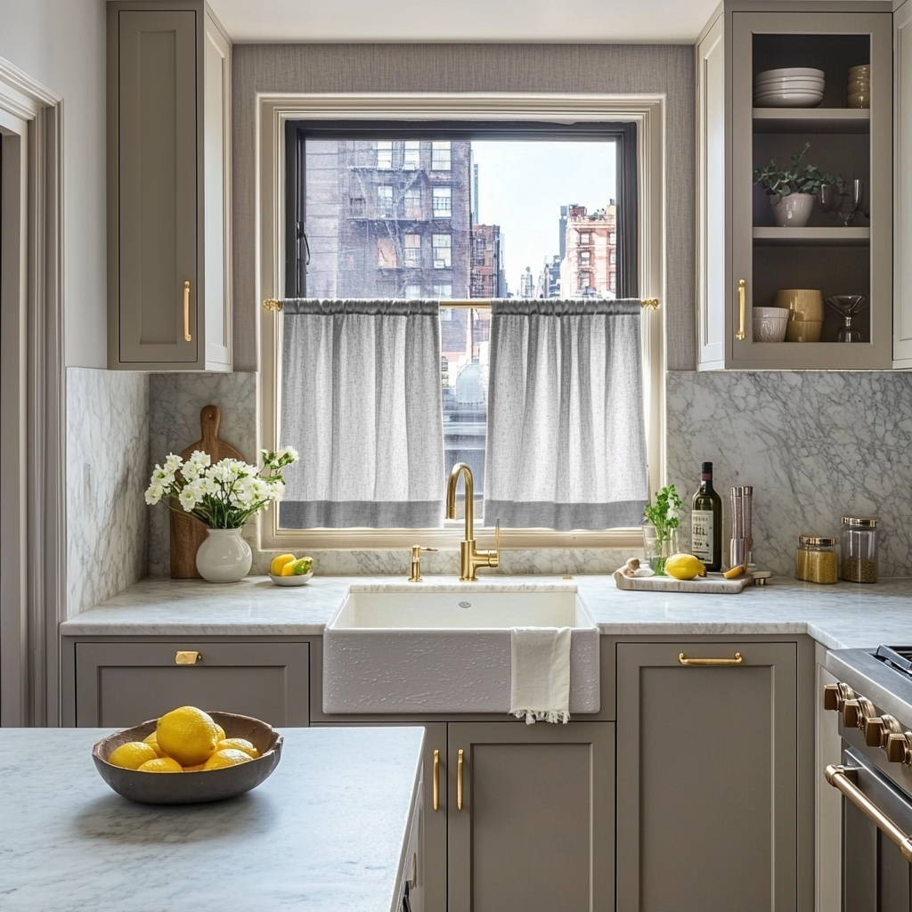 3H Linen Cafe Kitchen Curtains