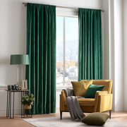 Emerald Green Velvet Rod Pocket Curtain 