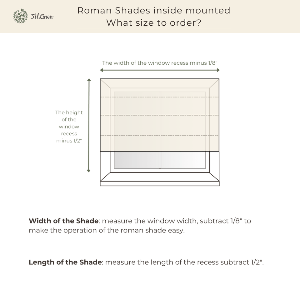 Relaxed 100% Linen Roman Shades - Unlined, Blackout, Thermal or Cotton ...