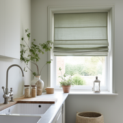 Asparagus Cotton Lined Roman Shades for Kitchen