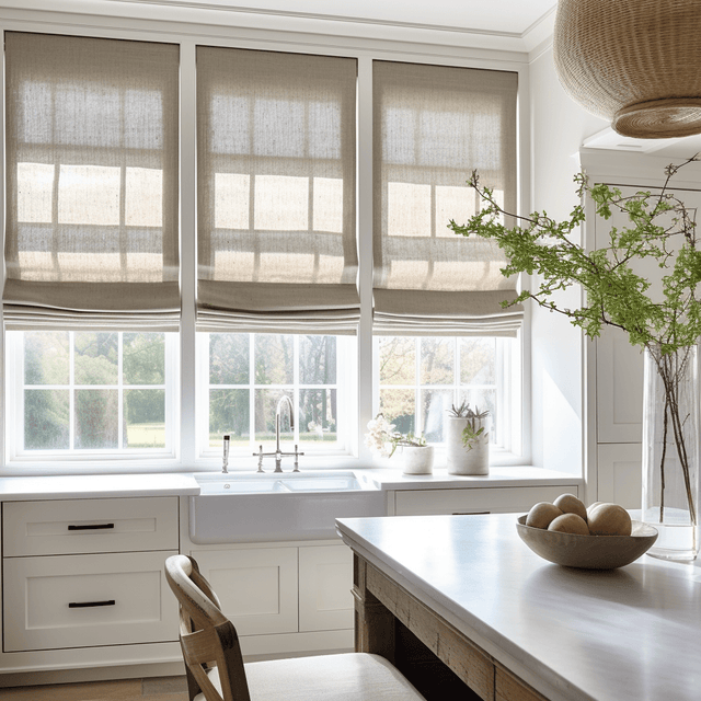 Kitchen Linen Roman Shades - Unlined, Thermal, Blackout or Cotton Lining