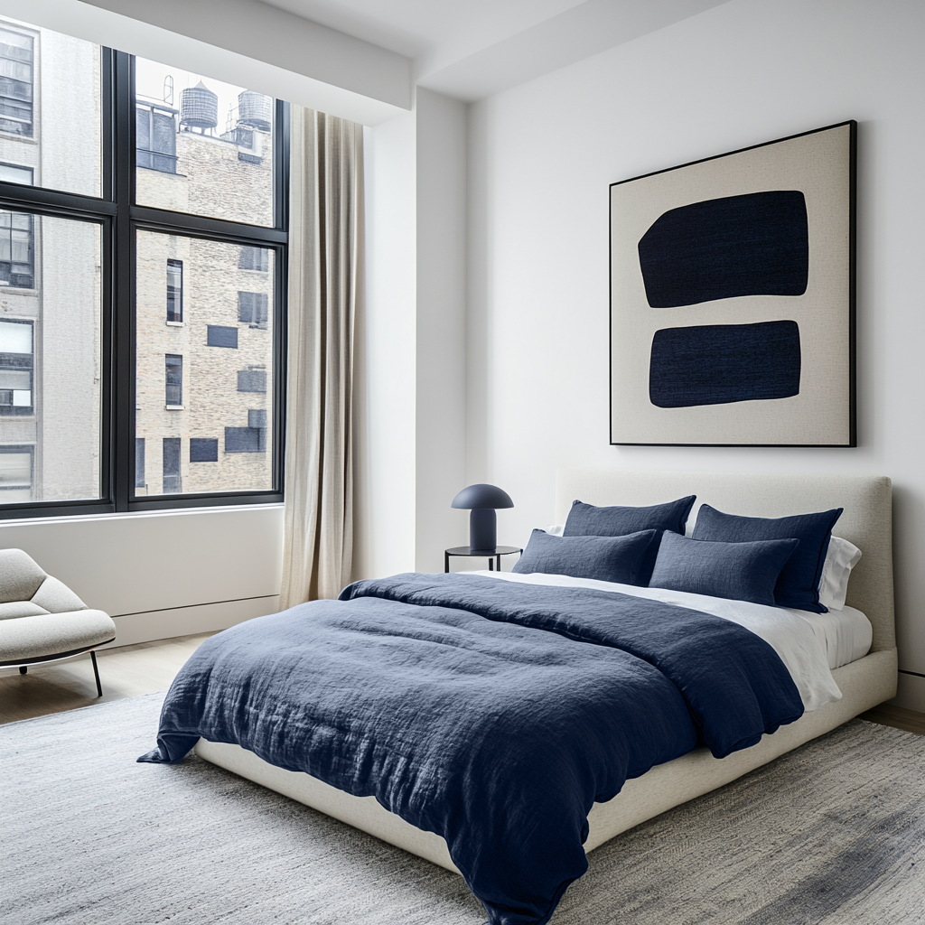 Royal Blue Linen Duvet Cover