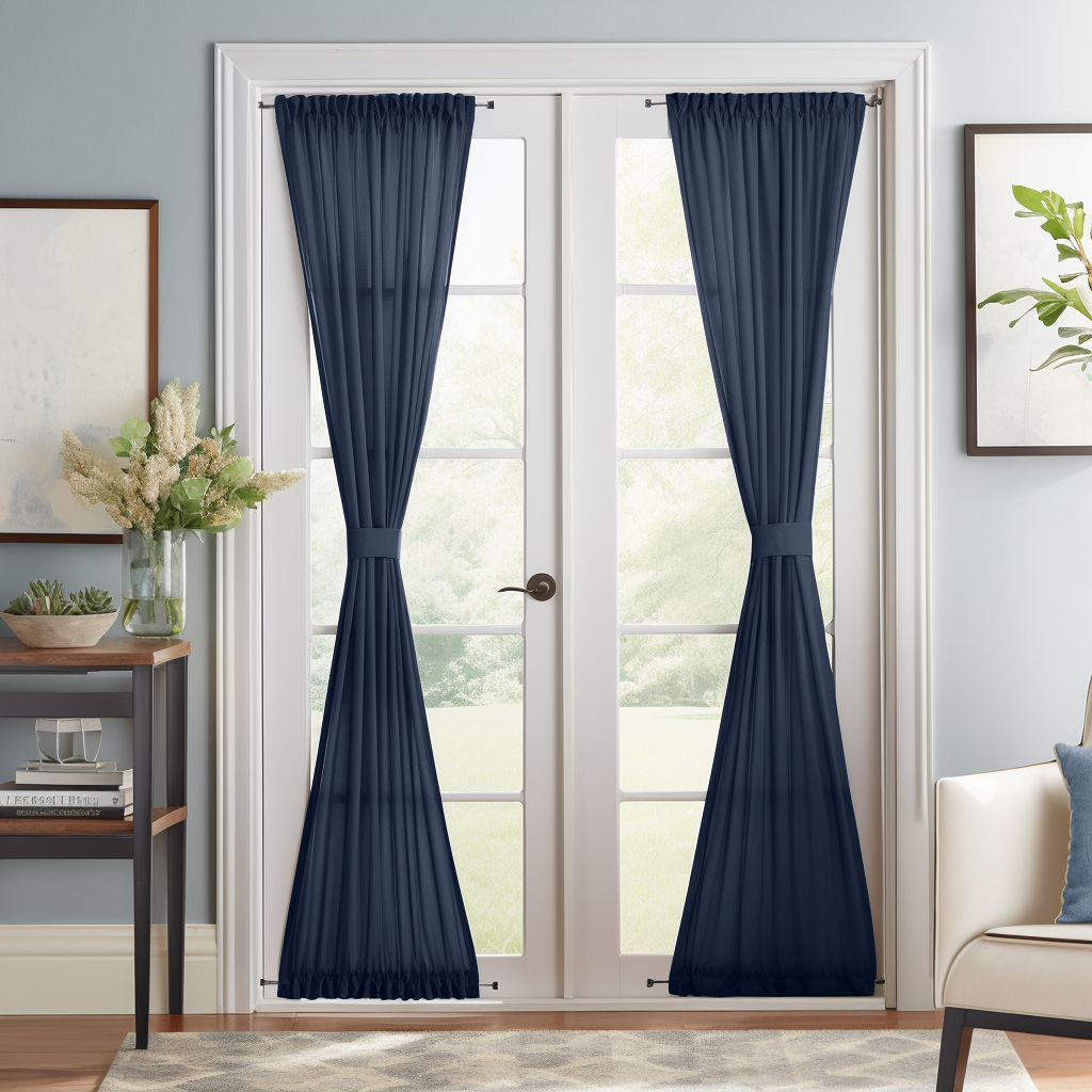Royal Dark Blue Linen French Door Curtain Panel - Custom Colors & Sizes - Unlined, Cotton or Blackout Lining