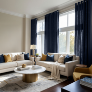 Royal Blue Linen Grommet Curtain Panel