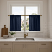Royal Blue Linen Kitchen Curtains