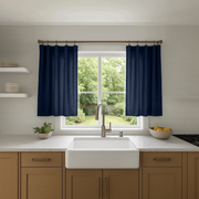 Royal Blue Linen Kitchen Curtains
