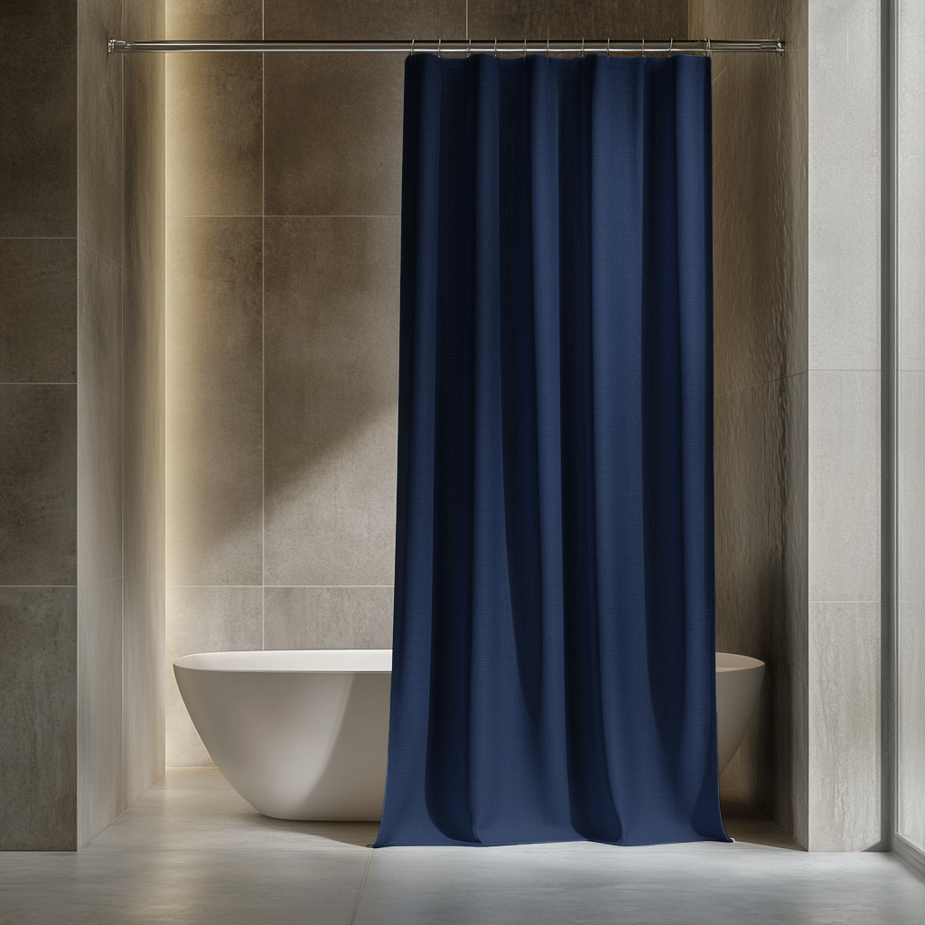 Royal Blue Linen Shower Curtain