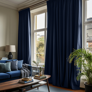 Royal Blue Linen Thermal Pencil Pleat Curtains
