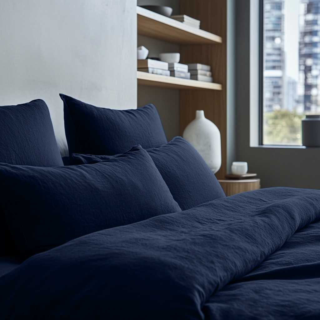 Royal Blue Linen Duvet Cover