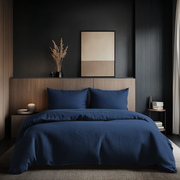 Royal Blue Washed Linen Duvet Cover Set