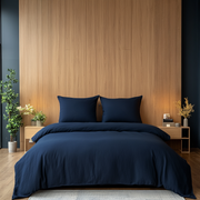 Royal Blue Washed Linen Duvet Cover Set