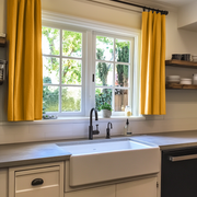 Mustard Yellow Linen Kitchen Curtains