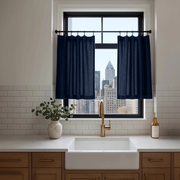 Royal Blue Linen Kitchen Curtains