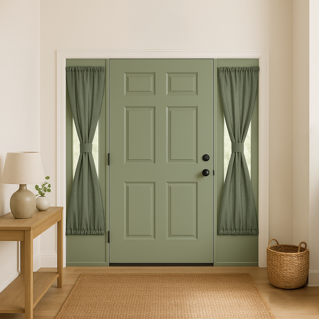 Sage-green blackout sidelight curtains