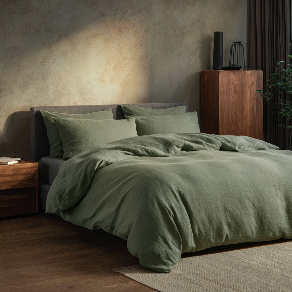 Sage Green Luxury Linen Duvet Cover
